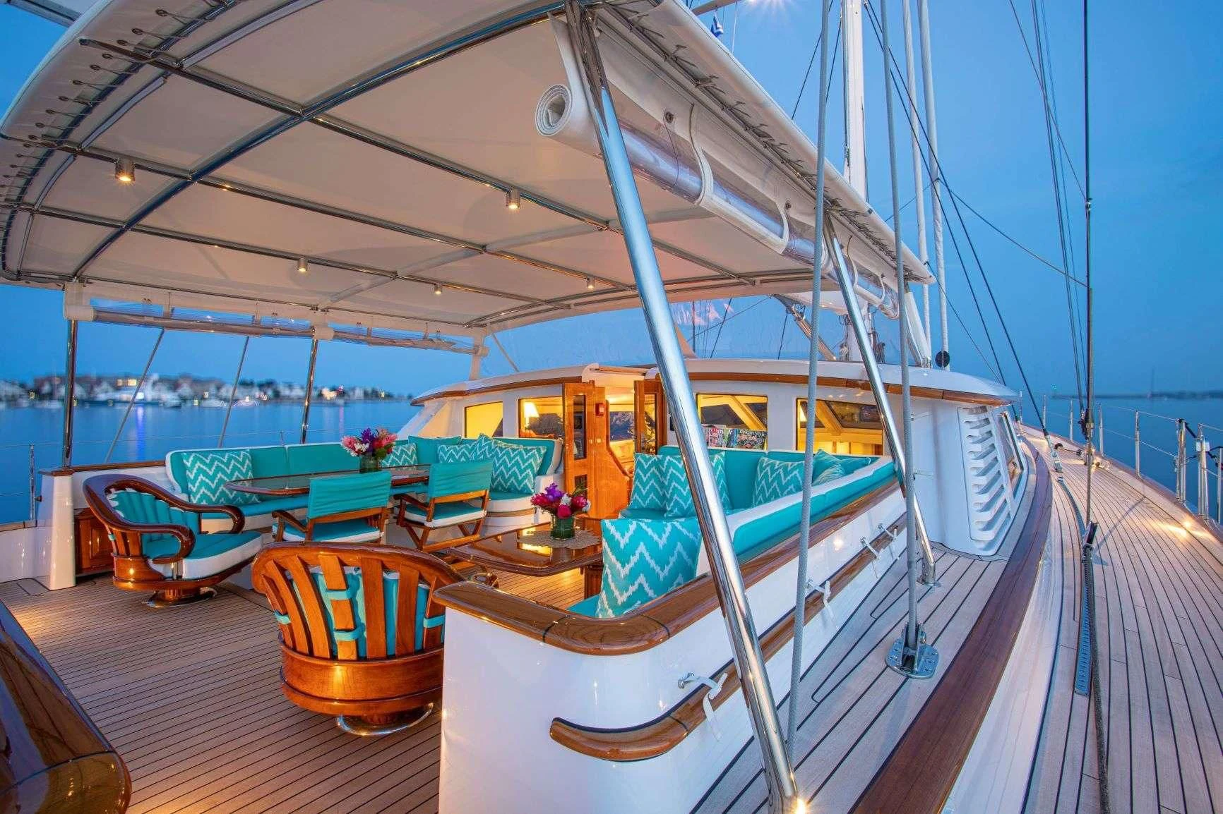 a boat on a deck aboard WHISPER Yacht for Sale