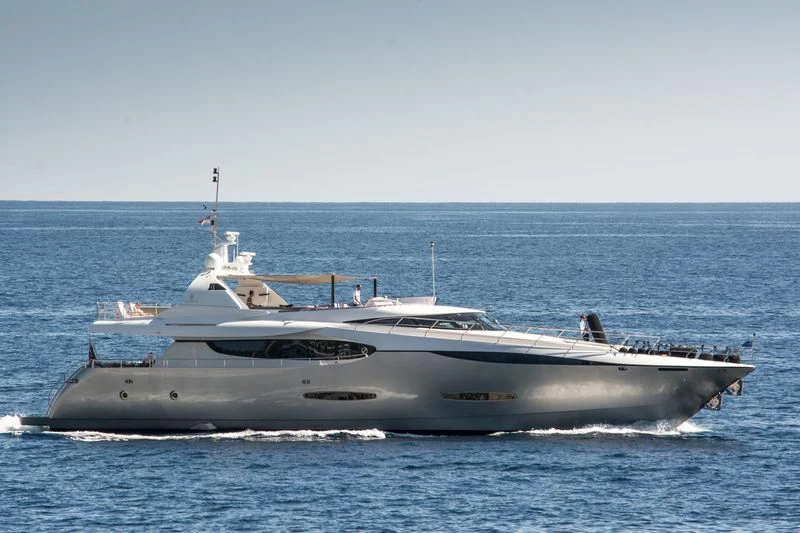a large white yacht in the water aboard NEW VOGUE Yacht for Sale