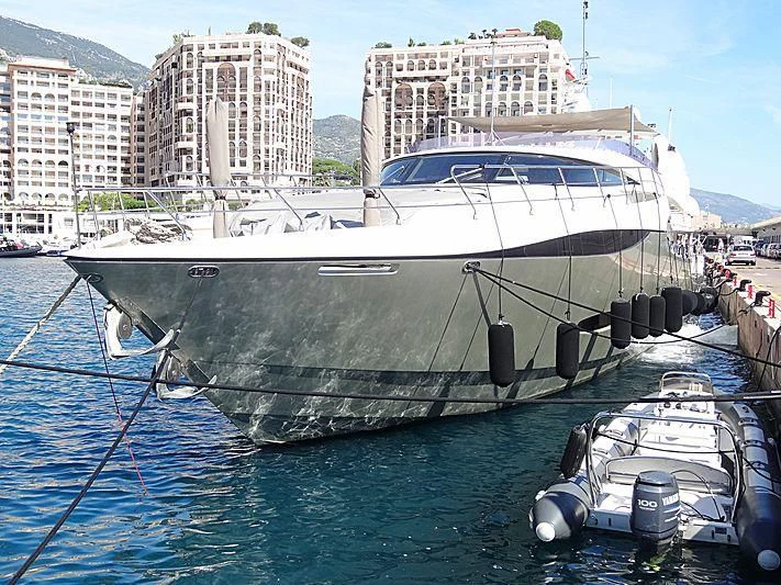 a large white boat docked aboard NEW VOGUE Yacht for Sale