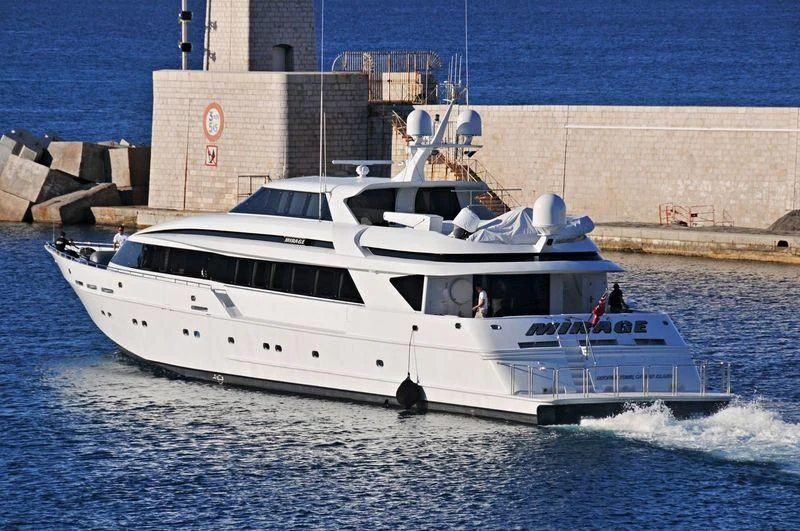 a white boat with a white front aboard MIRAGE Yacht for Sale