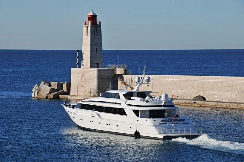 a boat moving through the water aboard MIRAGE Yacht for Sale