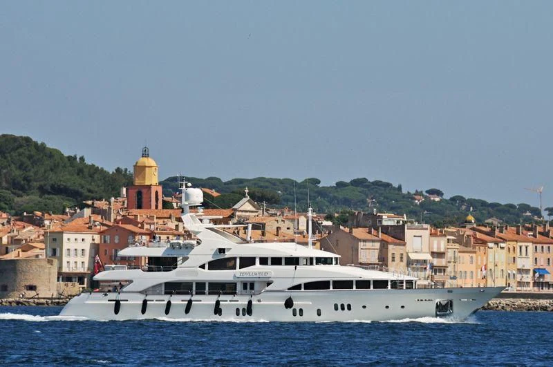 a boat on the water aboard SEASCAPE V Yacht for Sale