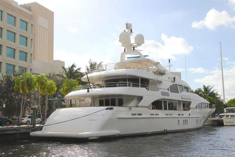a large white boat aboard SEASCAPE V Yacht for Sale