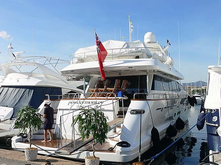 a boat docked at a pier aboard GREAT HOPE Yacht for Sale
