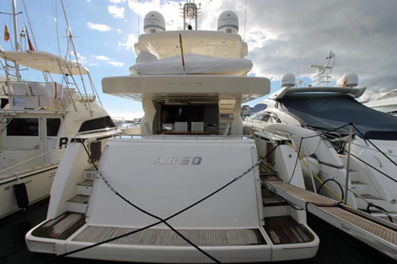 a couple of boats are parked aboard ARGO Yacht for Sale