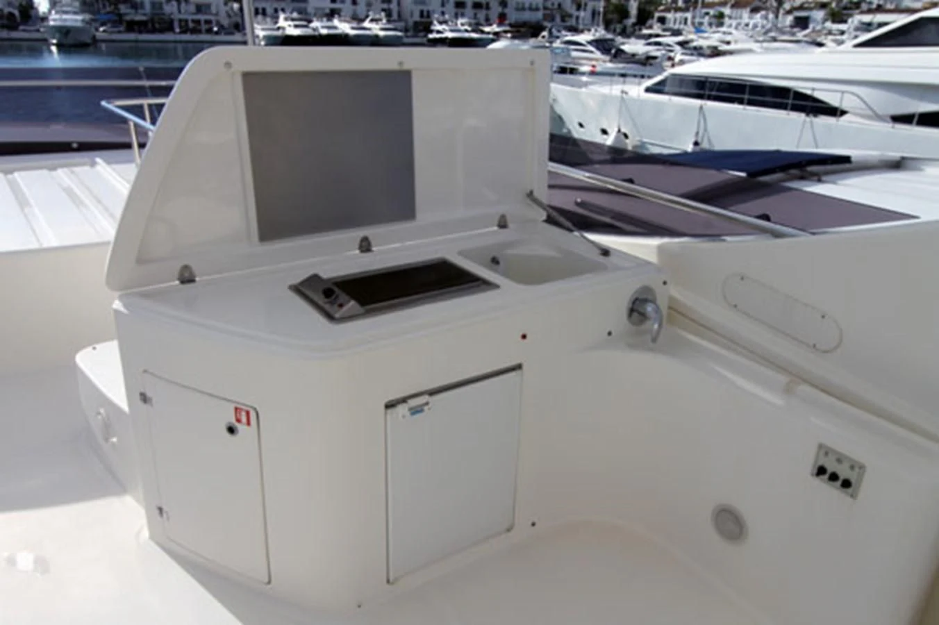 a white rectangular object with a black screen on it aboard ARGO Yacht for Sale