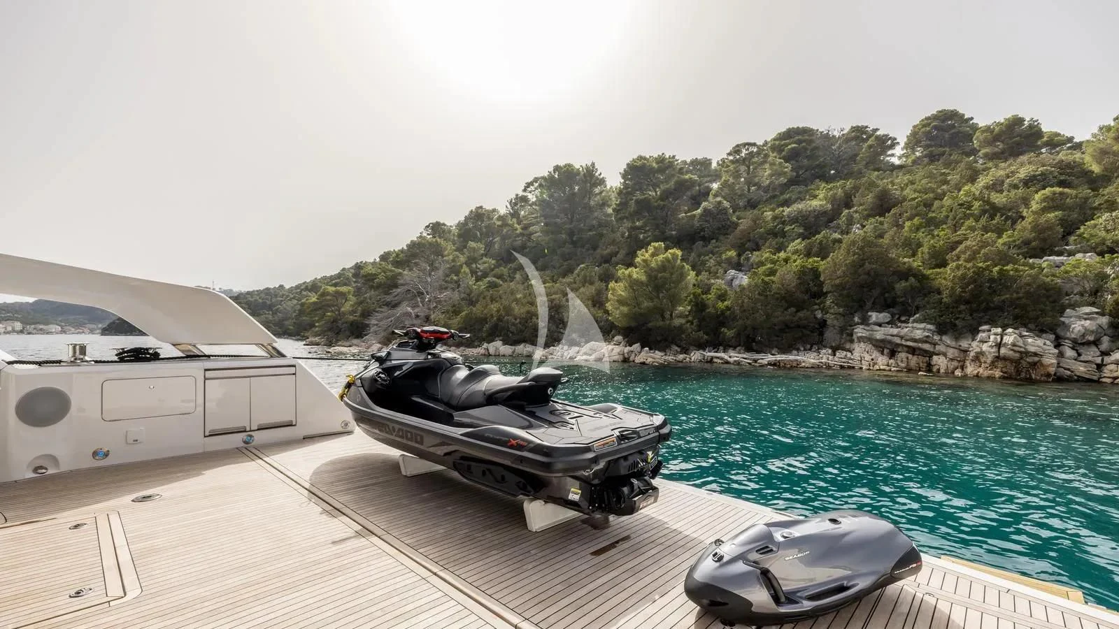 a boat on a body of water aboard EXIT Yacht for Sale
