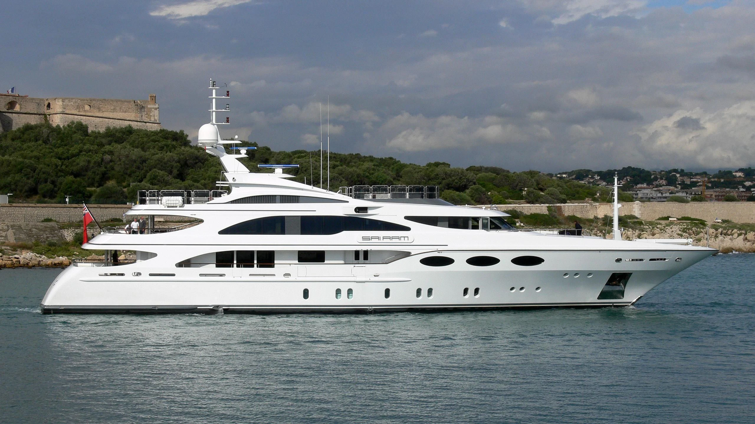 a white yacht in the water aboard MY FALCON Yacht for Sale