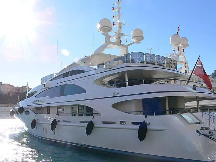 a large white boat aboard MY FALCON Yacht for Sale