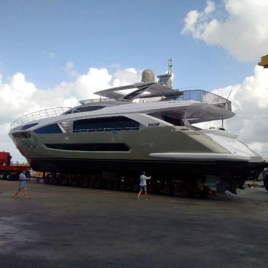 a large airplane on a runway aboard MELT Yacht for Sale