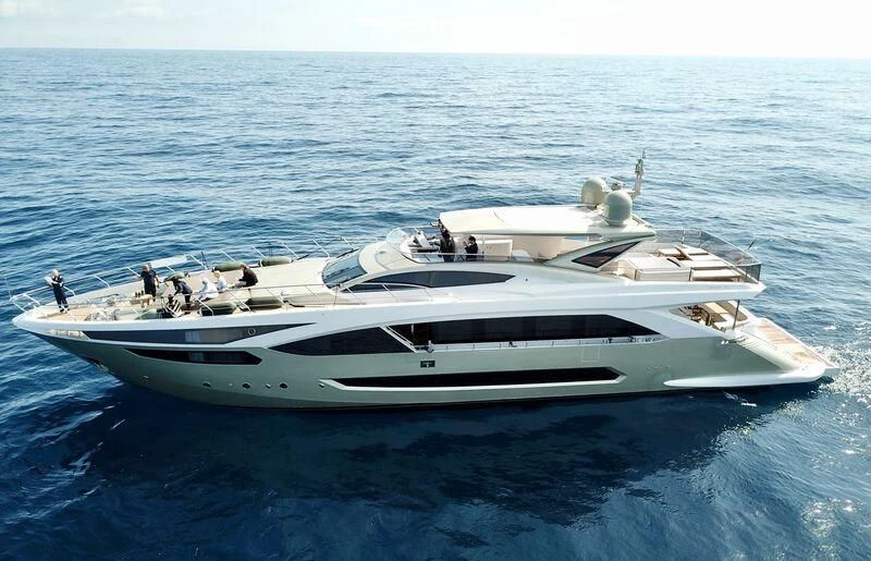 a white yacht in the ocean aboard MELT Yacht for Sale