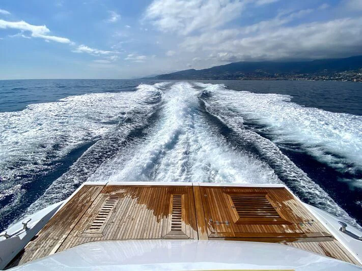 a wooden platform on a snowy landscape aboard MELT Yacht for Sale