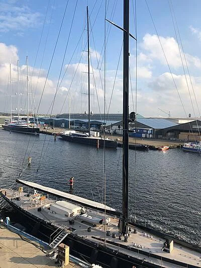 a sailboat docked at a pier aboard NGONI Yacht for Sale