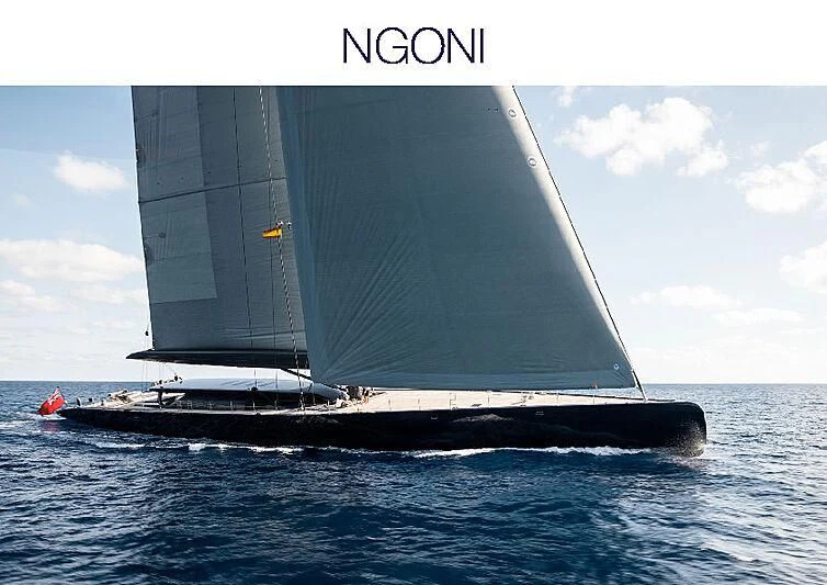 a black and white boat on the water aboard NGONI Yacht for Sale