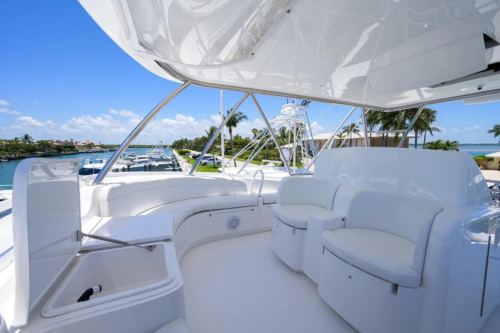 a row of white yachts aboard SWEETUMS Yacht for Sale