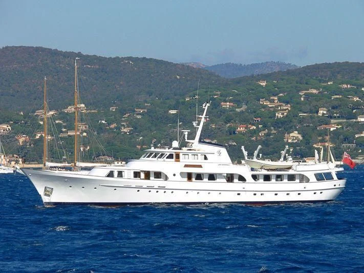 a white boat in the water aboard SECRET LIFE Yacht for Sale