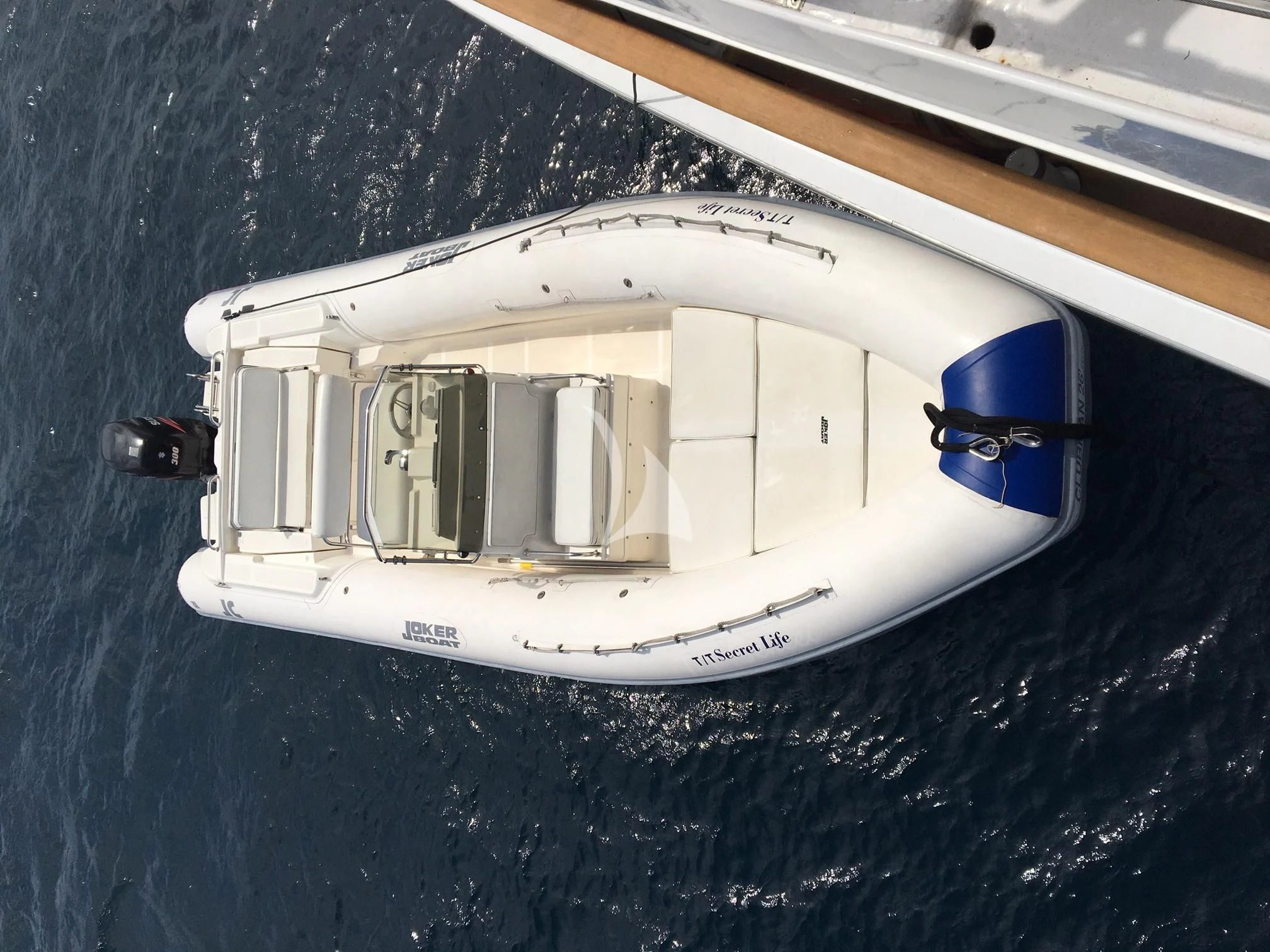 a white rectangular object with a blue label on it aboard SECRET LIFE Yacht for Sale