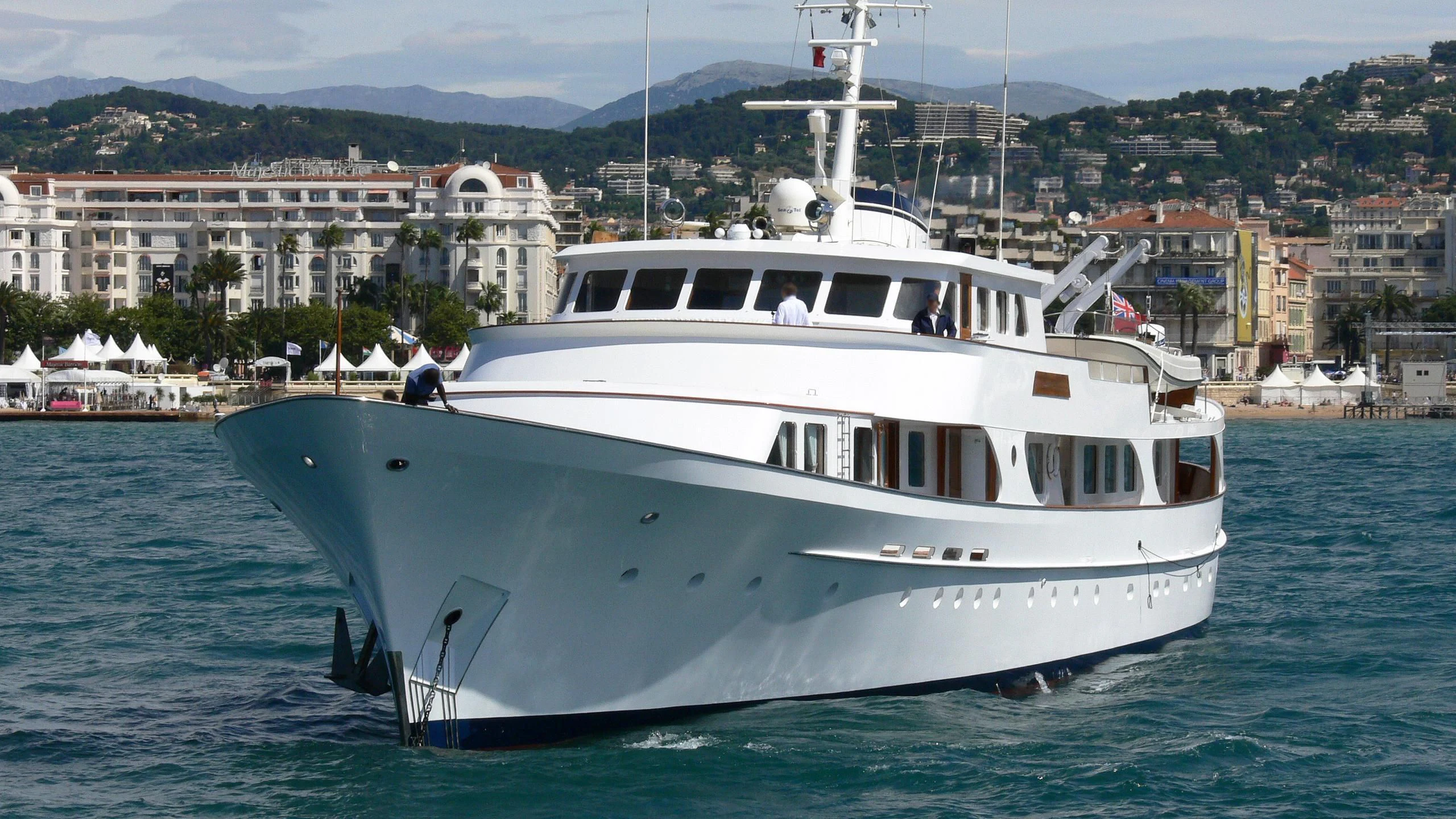 a large white boat in the water aboard SECRET LIFE Yacht for Sale