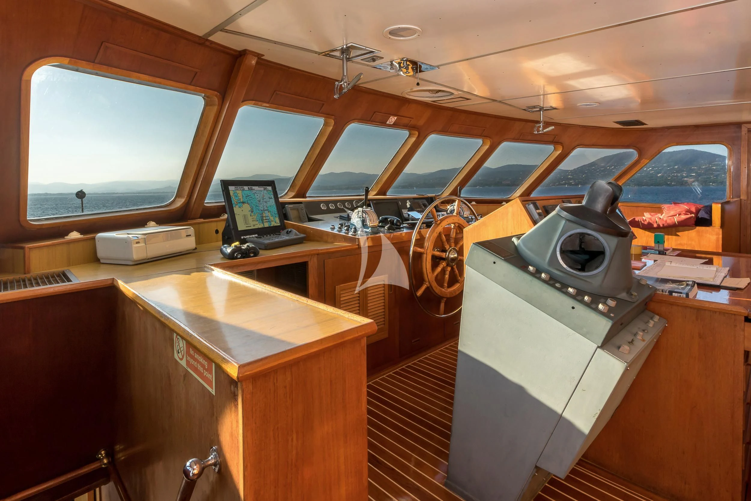 a space ship with a satellite dish aboard SECRET LIFE Yacht for Sale