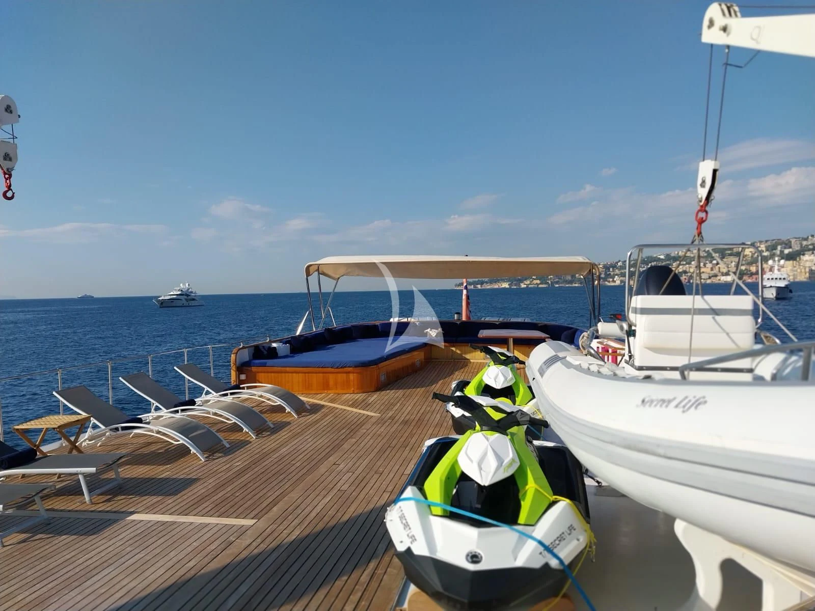 boats on a dock aboard SECRET LIFE Yacht for Sale