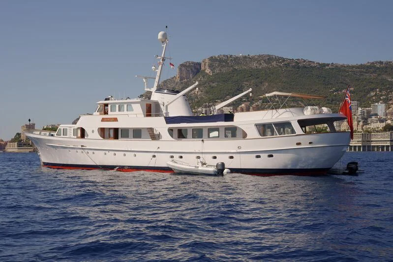 a large white boat in the water aboard SECRET LIFE Yacht for Sale
