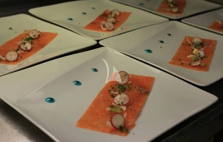 a tray with food on it aboard SECRET LIFE Yacht for Sale