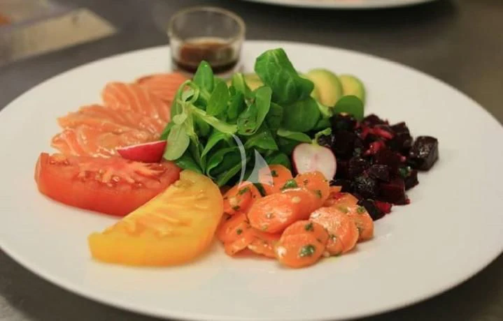 a plate of food aboard SECRET LIFE Yacht for Sale