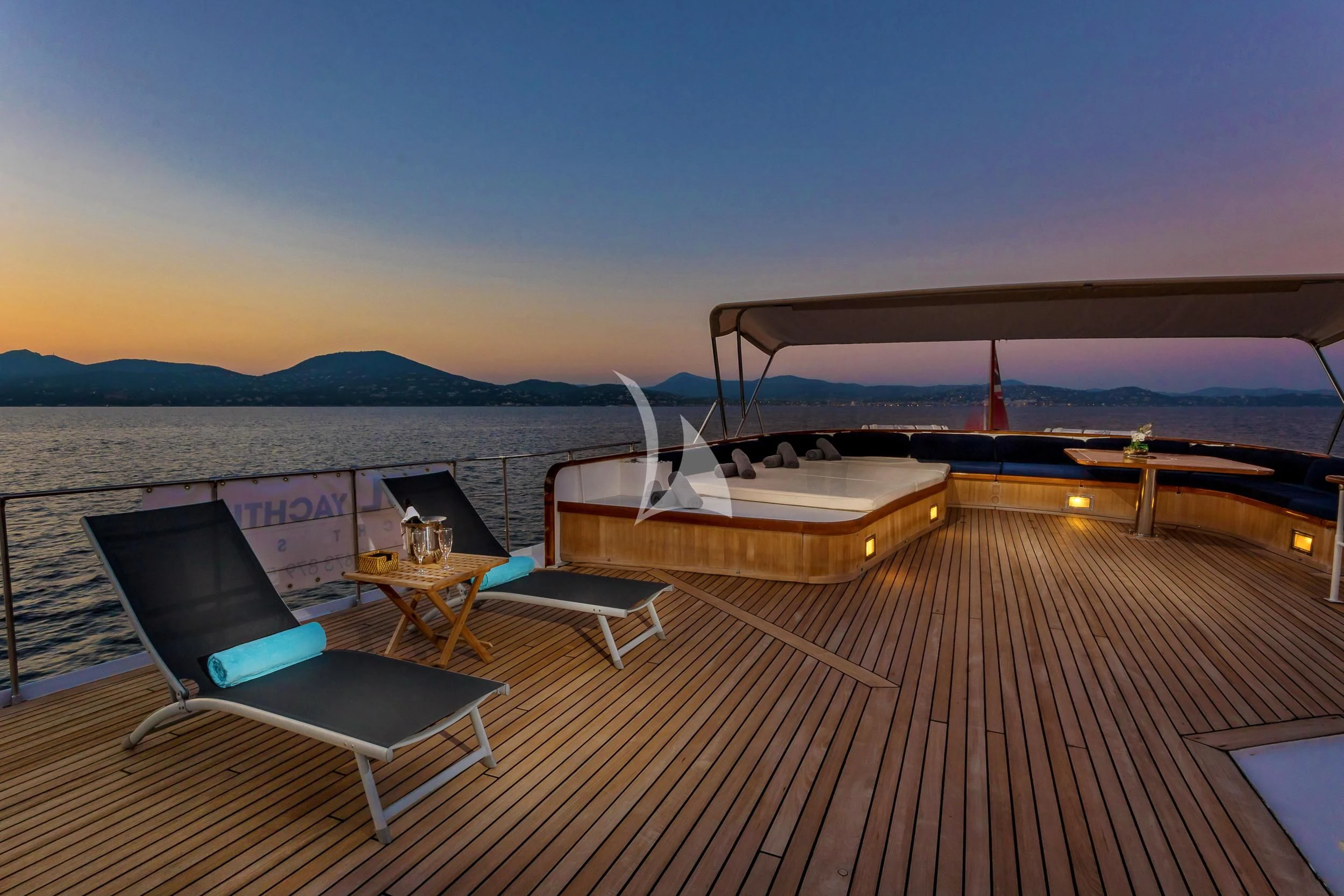 a boat on a deck aboard SECRET LIFE Yacht for Sale