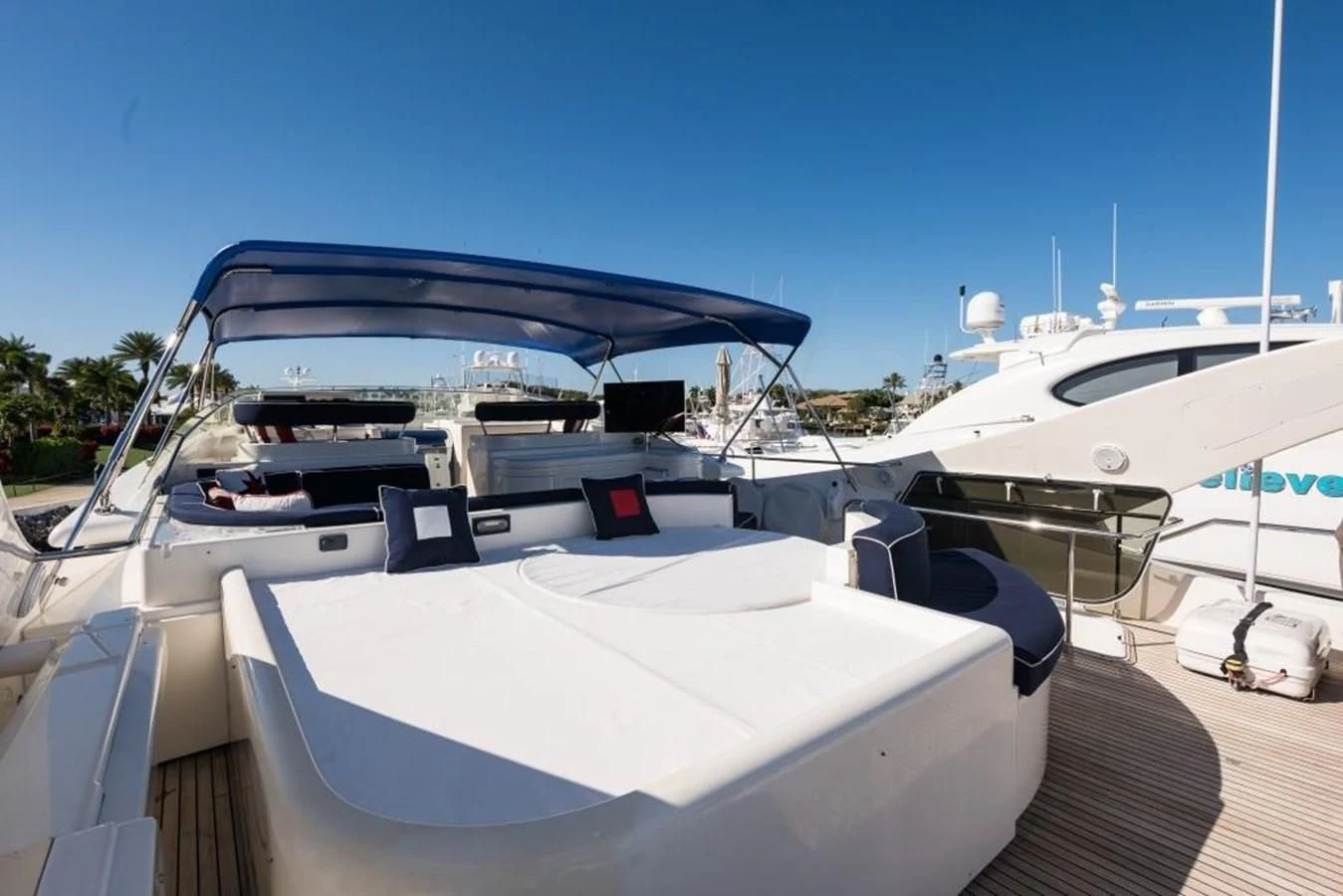 a row of boats on a dock aboard TOMORROW WE RIDE Yacht for Sale