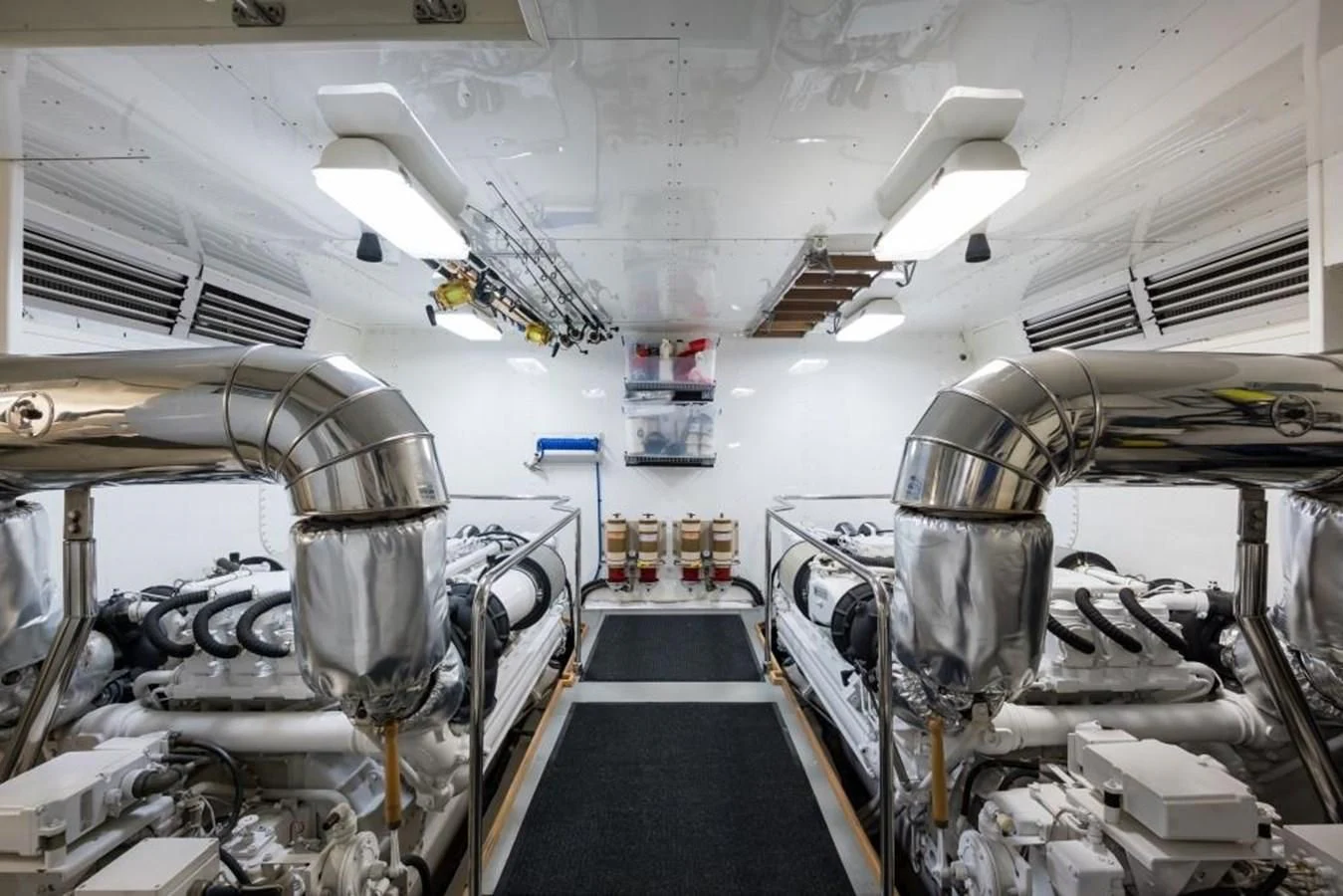 a large space shuttle in a hangar aboard TOMORROW WE RIDE Yacht for Sale