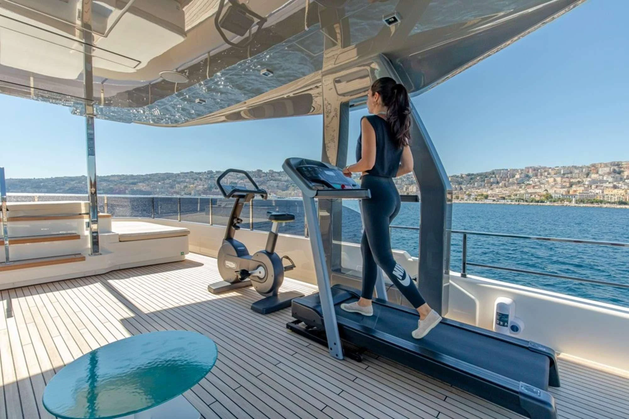 a person standing on a deck aboard SOUTH Yacht for Sale
