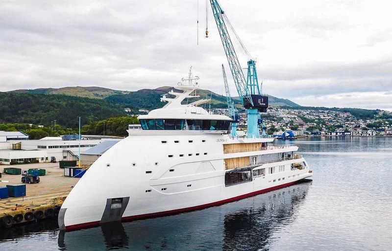 a large white boat aboard OLIVIA O Yacht for Sale