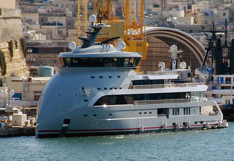 a large white boat in the water aboard OLIVIA O Yacht for Sale