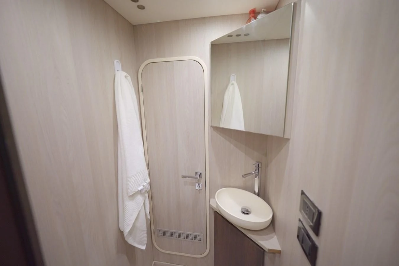 a shower unit in a bathroom aboard GRANDE 27M Yacht for Sale
