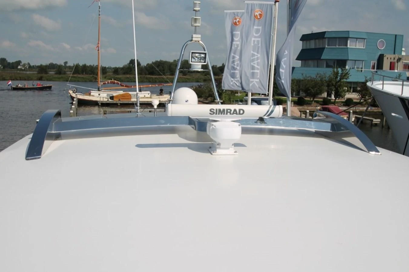 a boat parked on a dock aboard ELISABETH Yacht for Sale