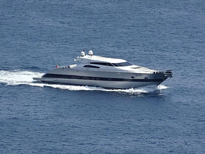 a white yacht in the water aboard FIRST Yacht for Sale