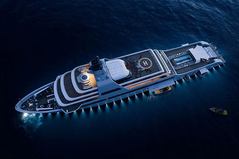 a space ship in the water aboard SOLARIS Yacht for Sale