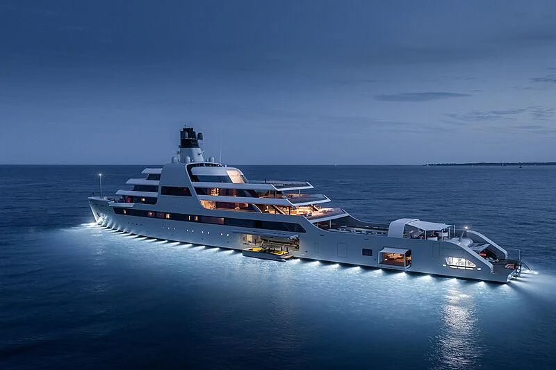 a large ship in the water aboard SOLARIS Yacht for Sale