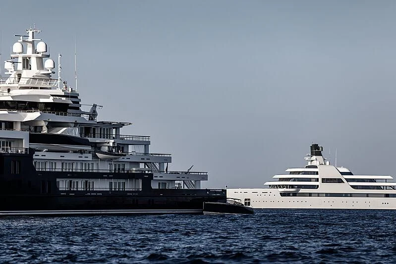 a large ship in the water aboard SOLARIS Yacht for Sale