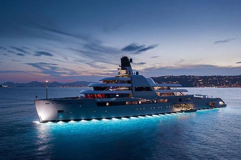 a large ship in the water aboard SOLARIS Yacht for Sale