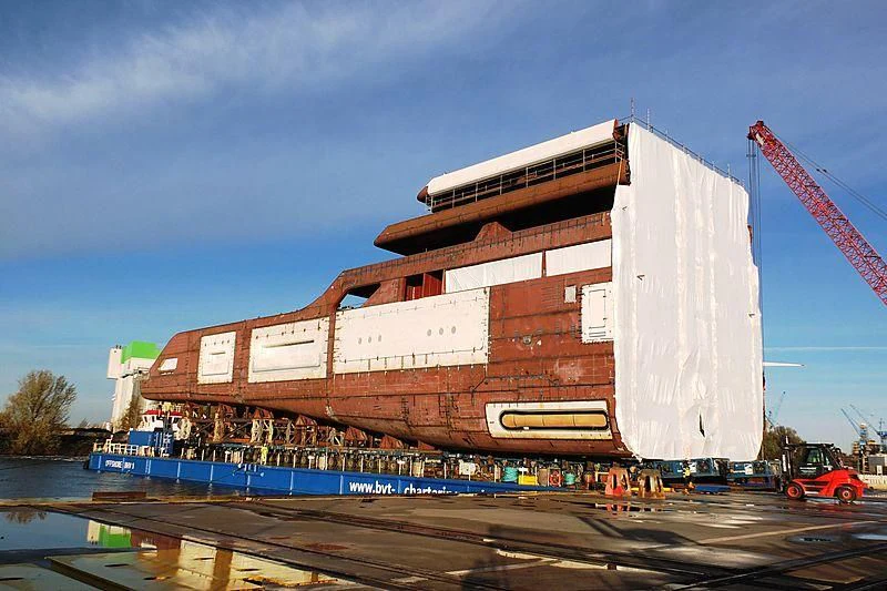 a large building under construction aboard SOLARIS Yacht for Sale