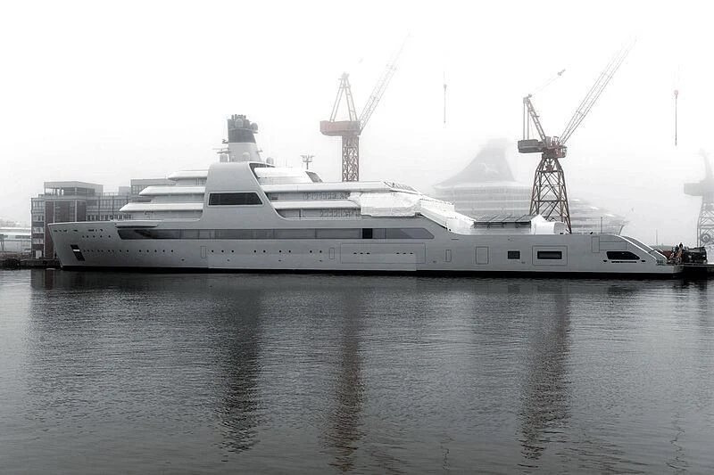 a large white ship in the water aboard SOLARIS Yacht for Sale