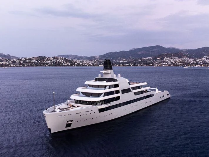 a white yacht in the water aboard SOLARIS Yacht for Sale