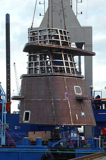 a large container ship aboard SOLARIS Yacht for Sale