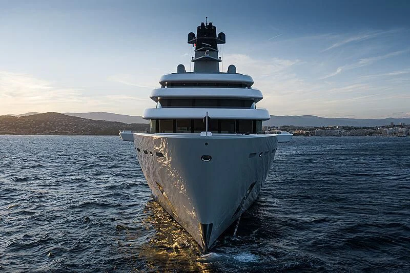 a large ship in the water aboard SOLARIS Yacht for Sale