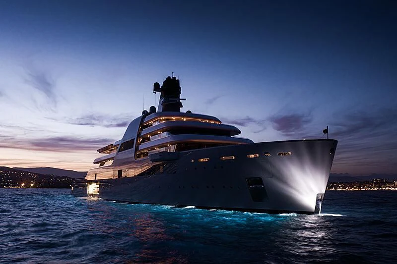 a large ship in the water aboard SOLARIS Yacht for Sale