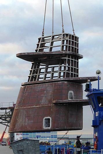 a large ship with a crane aboard SOLARIS Yacht for Sale