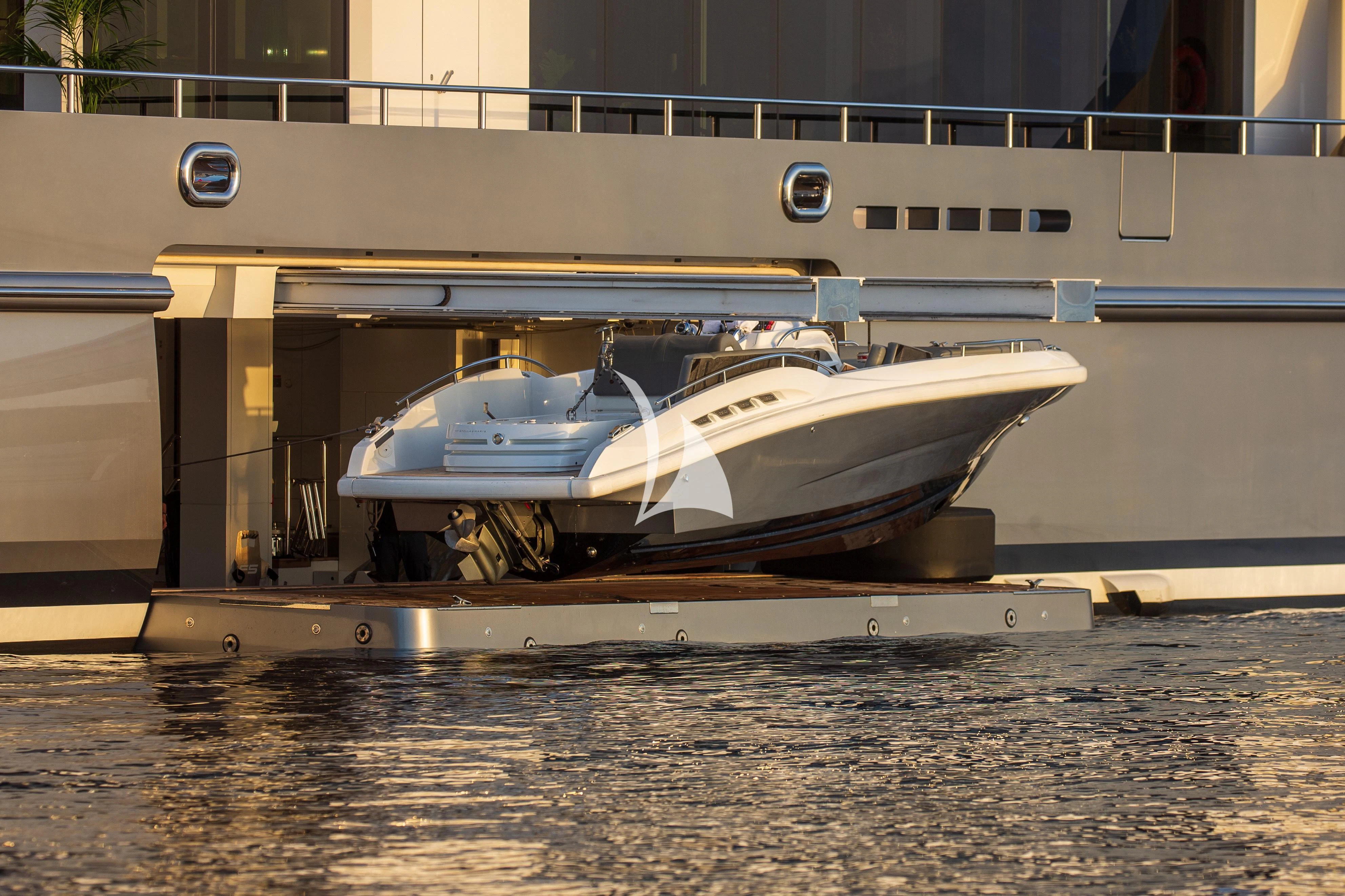 a boat on a dock aboard STELLA MARIS Yacht for Sale