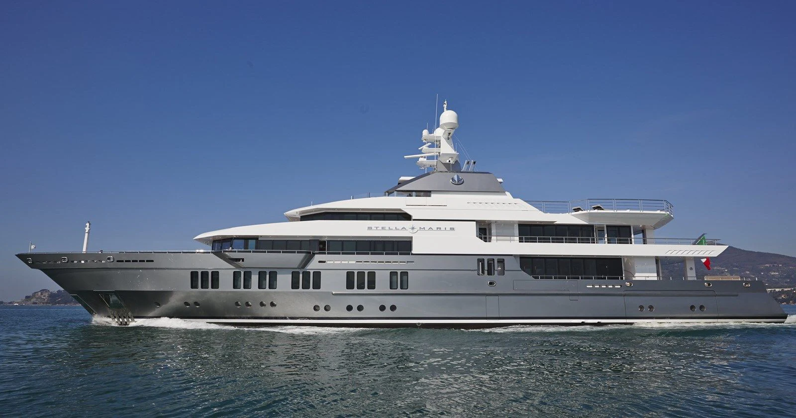 a large cruise ship in the water aboard STELLA MARIS Yacht for Sale