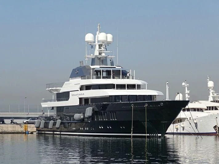 a large boat in the water aboard STELLA MARIS Yacht for Sale